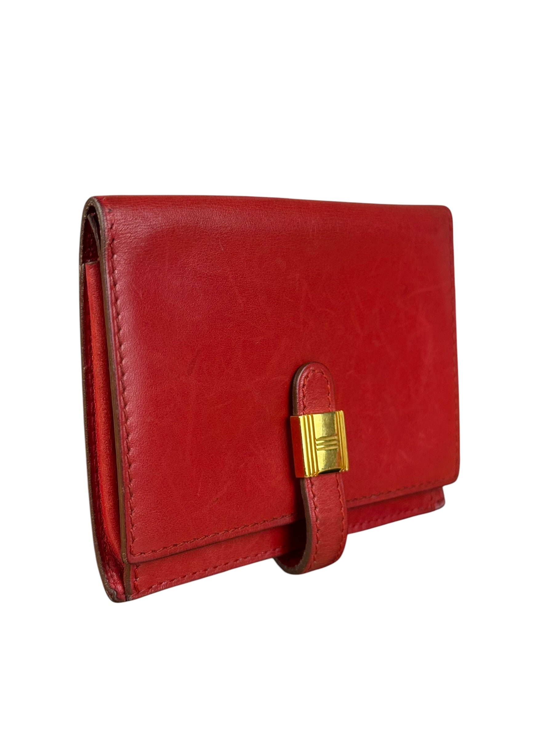 Hermes Red Leather Saumur Diane Boxcalf Cardholder