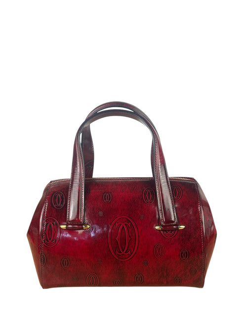 Cartier Red Patent Leather Logo Embossed Handbag