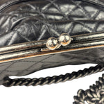 Chanel Black Quilted Lambskin Tabatiere Fold-Over Shoulder Bag 2014