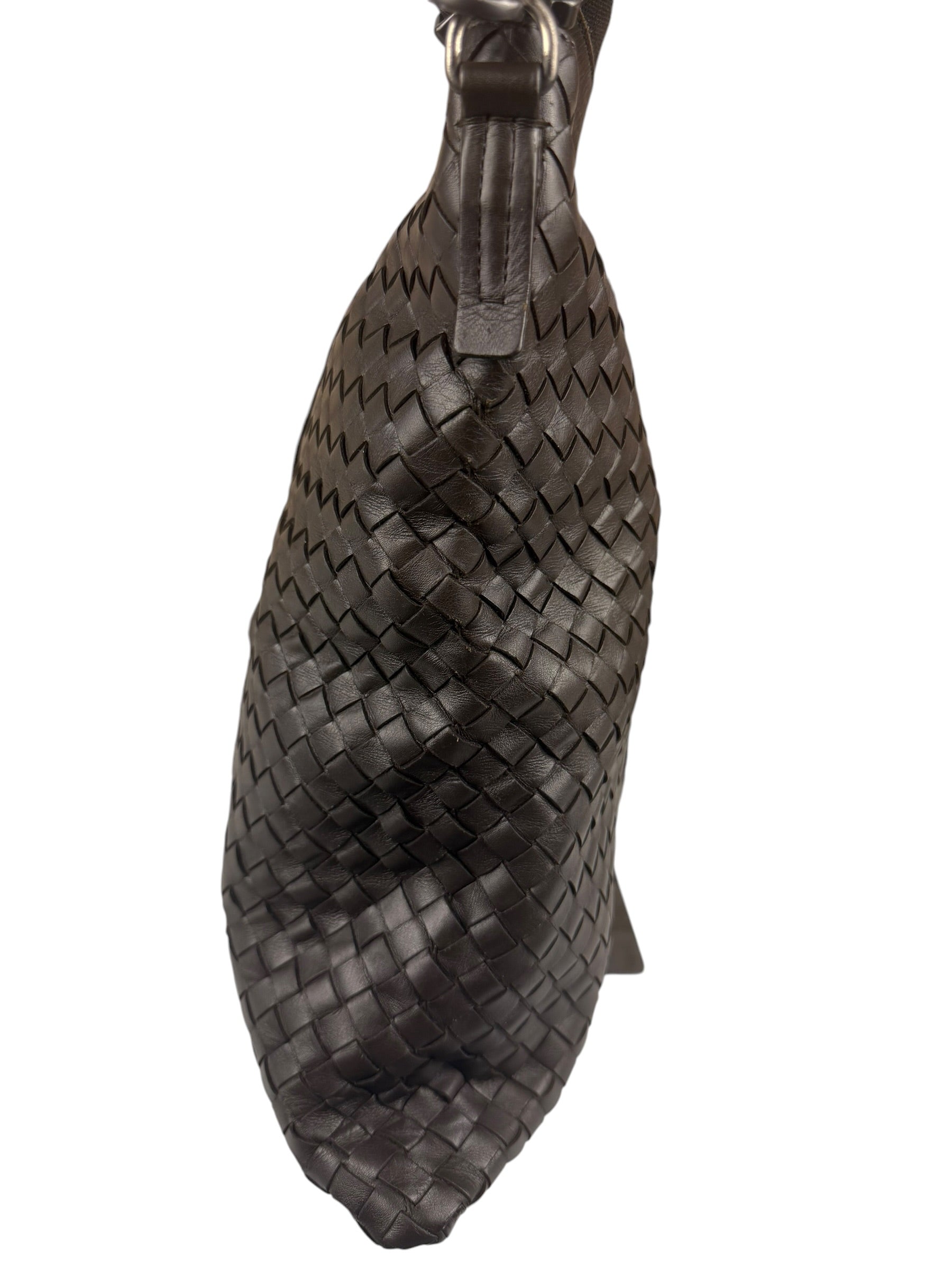 Bottega Veneta Brown Leather Woven Intrecciato Crossbody Bag