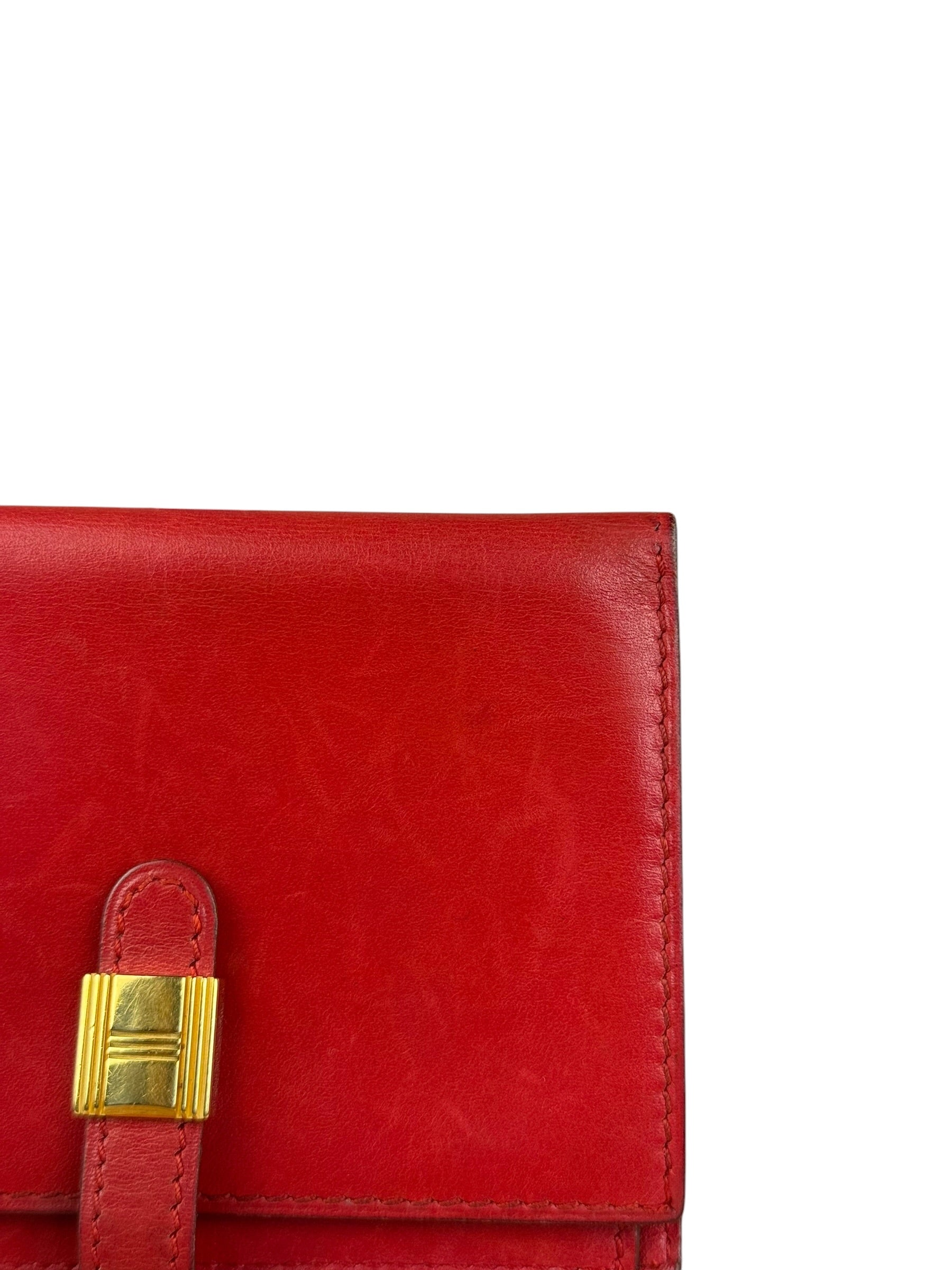 Hermes Red Leather Saumur Diane Boxcalf Cardholder
