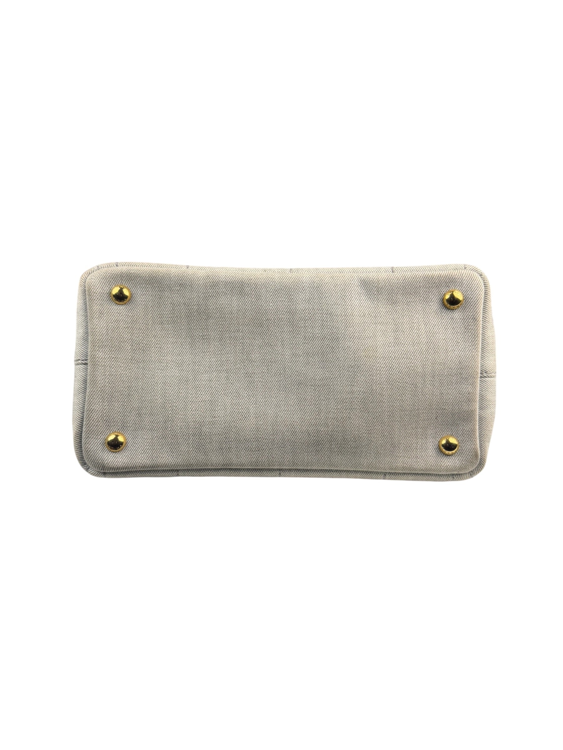Prada Grey Denim Canapa Logo Tote