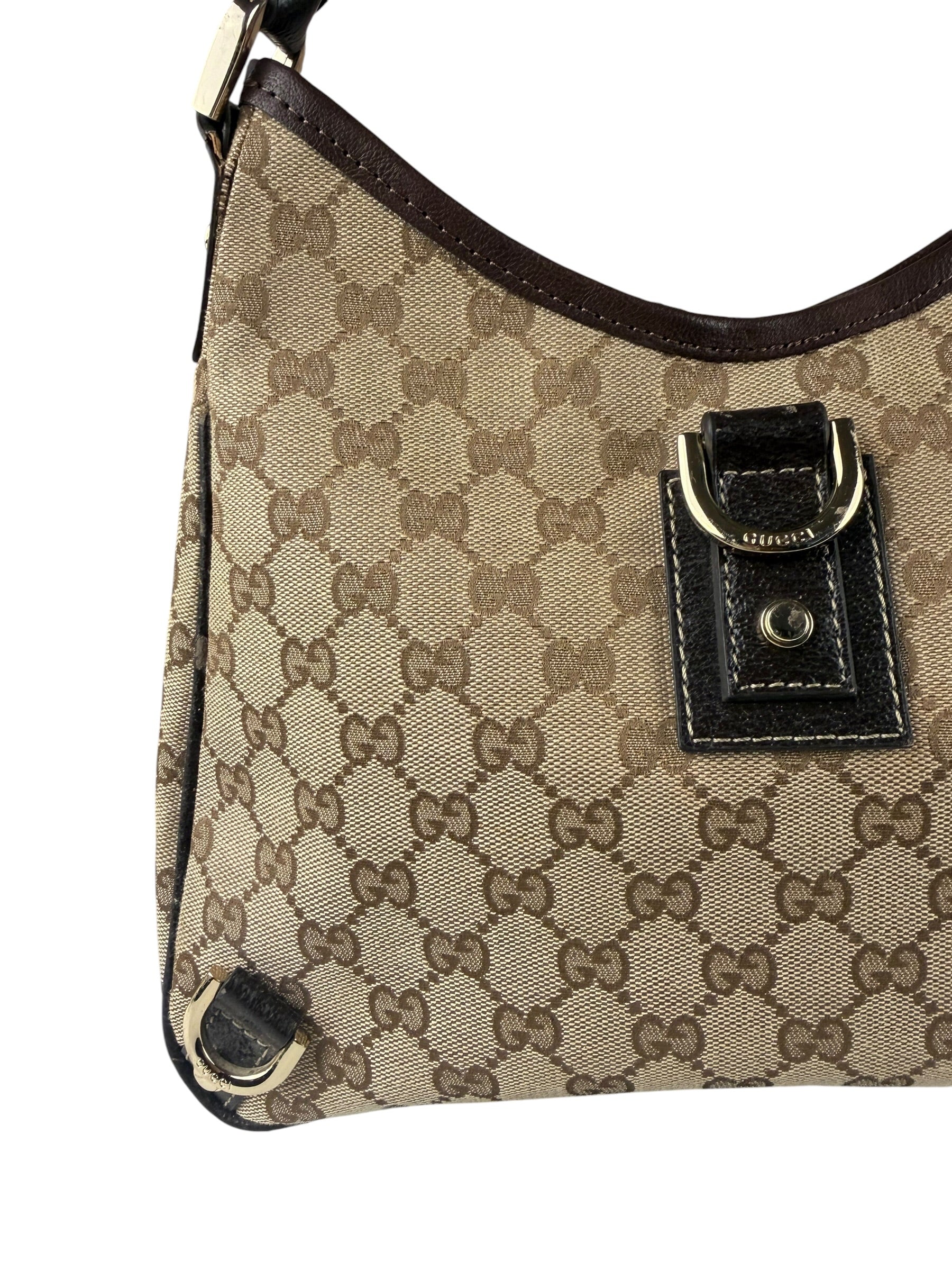 Gucci Brown Leather Trim Abbey D Ring Shoulder Bag