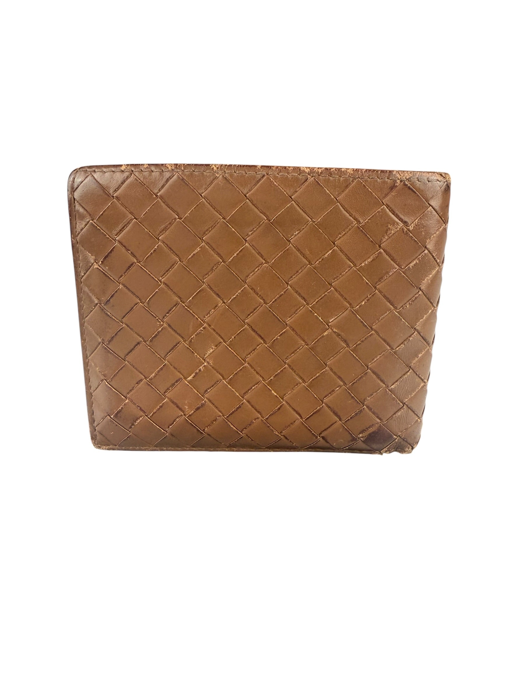 Bottega Veneta Brown Intercciato Bifold Wallet