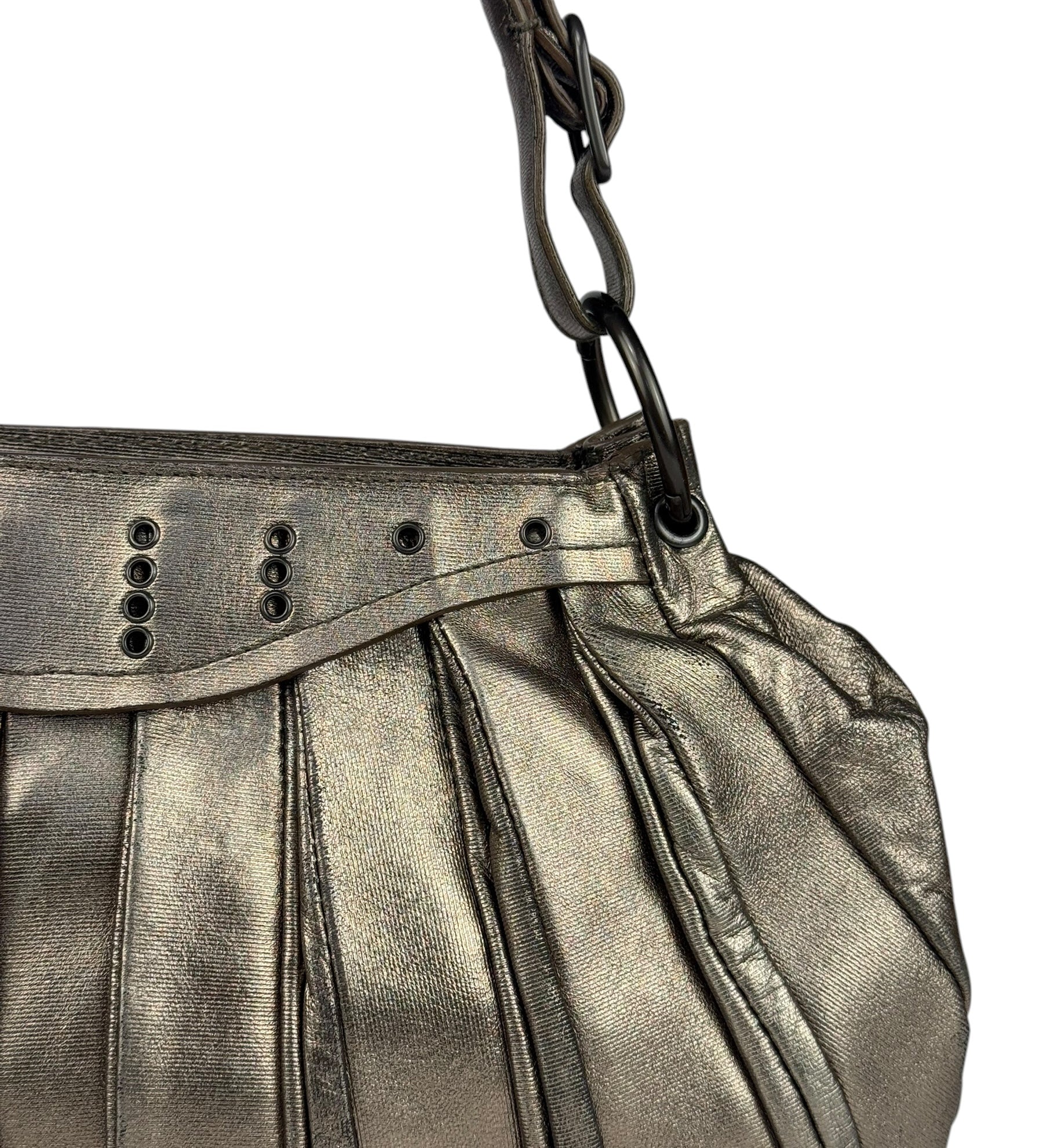 Bottega Veneta Metallic Pleated Shoulder Bag