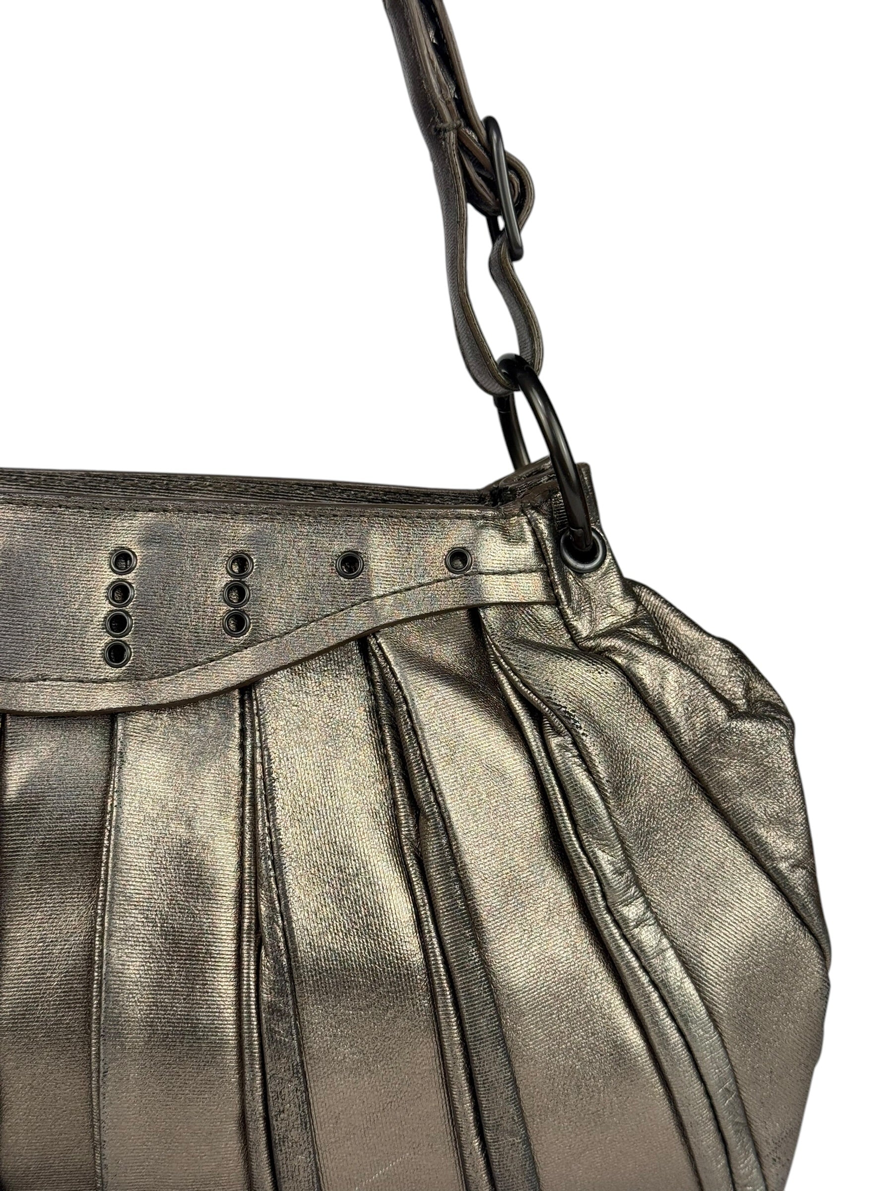 Bottega Veneta Metallic Pleated Shoulder Bag