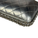 Chanel Metallic Silver Quilted Chain Around Clutch Shoulder Bag 2011