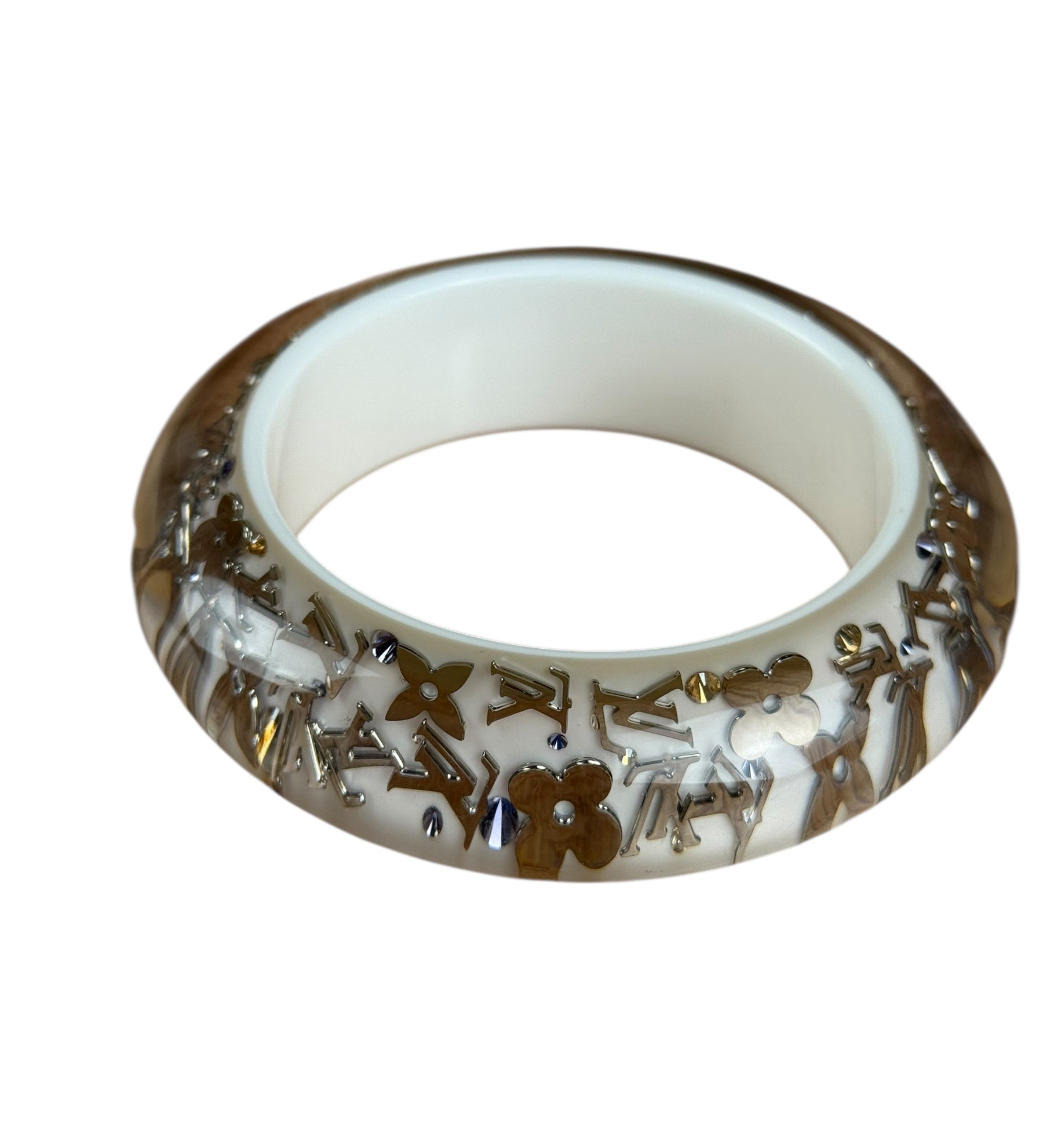 Louis Vuitton Inclusion Bangle Bracelet Silver Resin