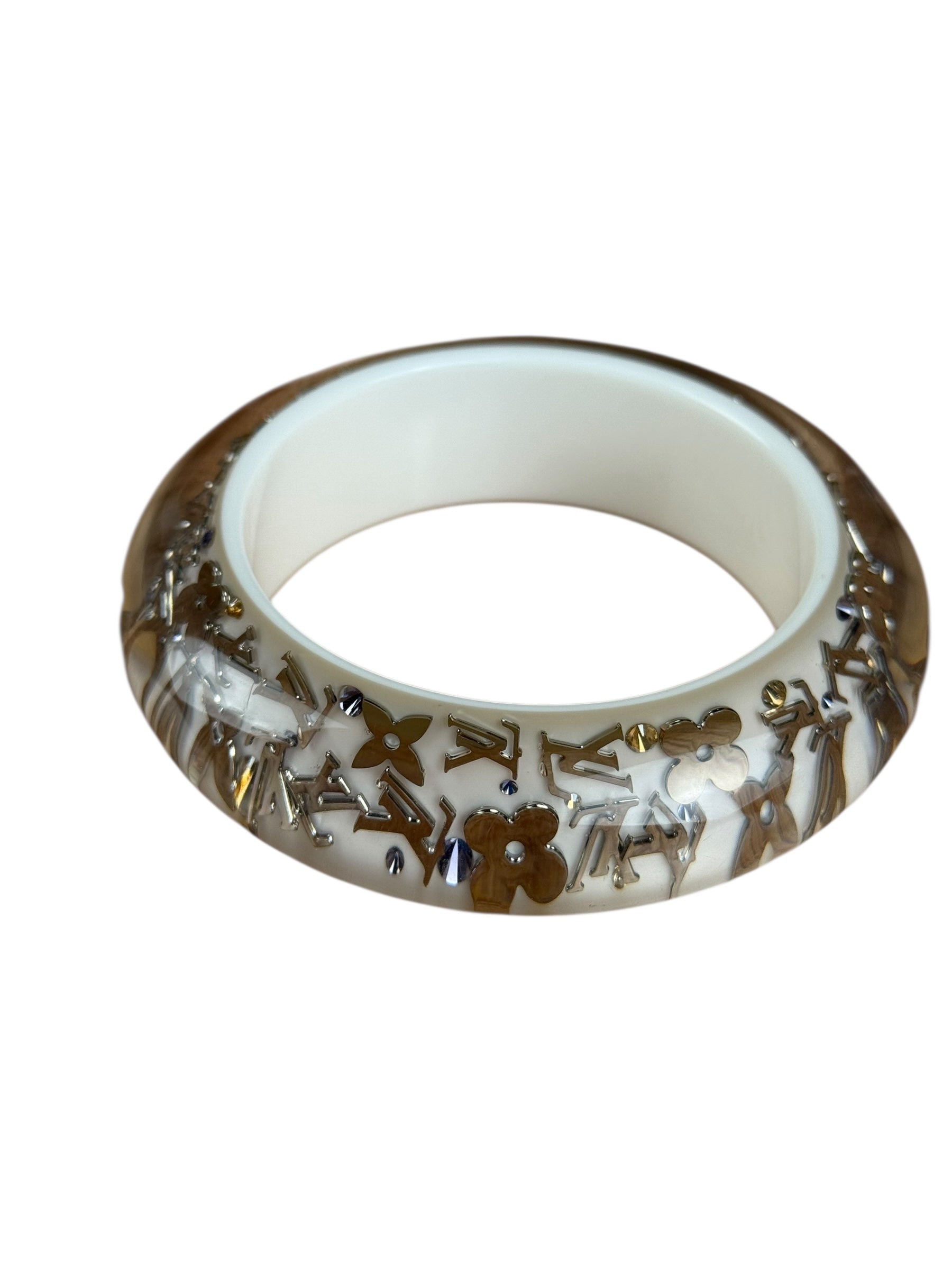 Louis Vuitton Inclusion Bangle Bracelet Silver Resin