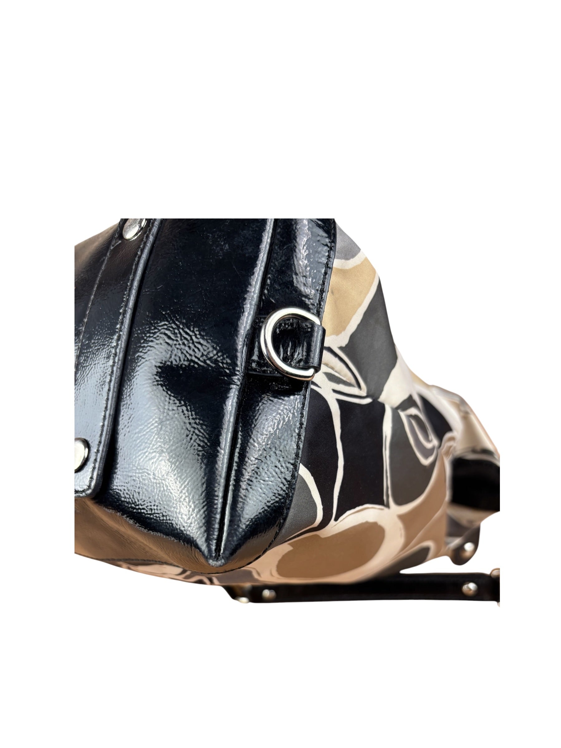 Coach Vintage Trim Leather Hand Drawn Scarf Print Satchel Two-Way Bag