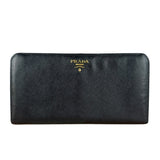 Prada Saffiano Leather Snap Long Wallet Black