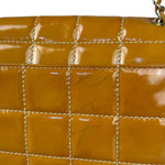 Chanel Gold Patent East West Stitch Flap Bag 2002