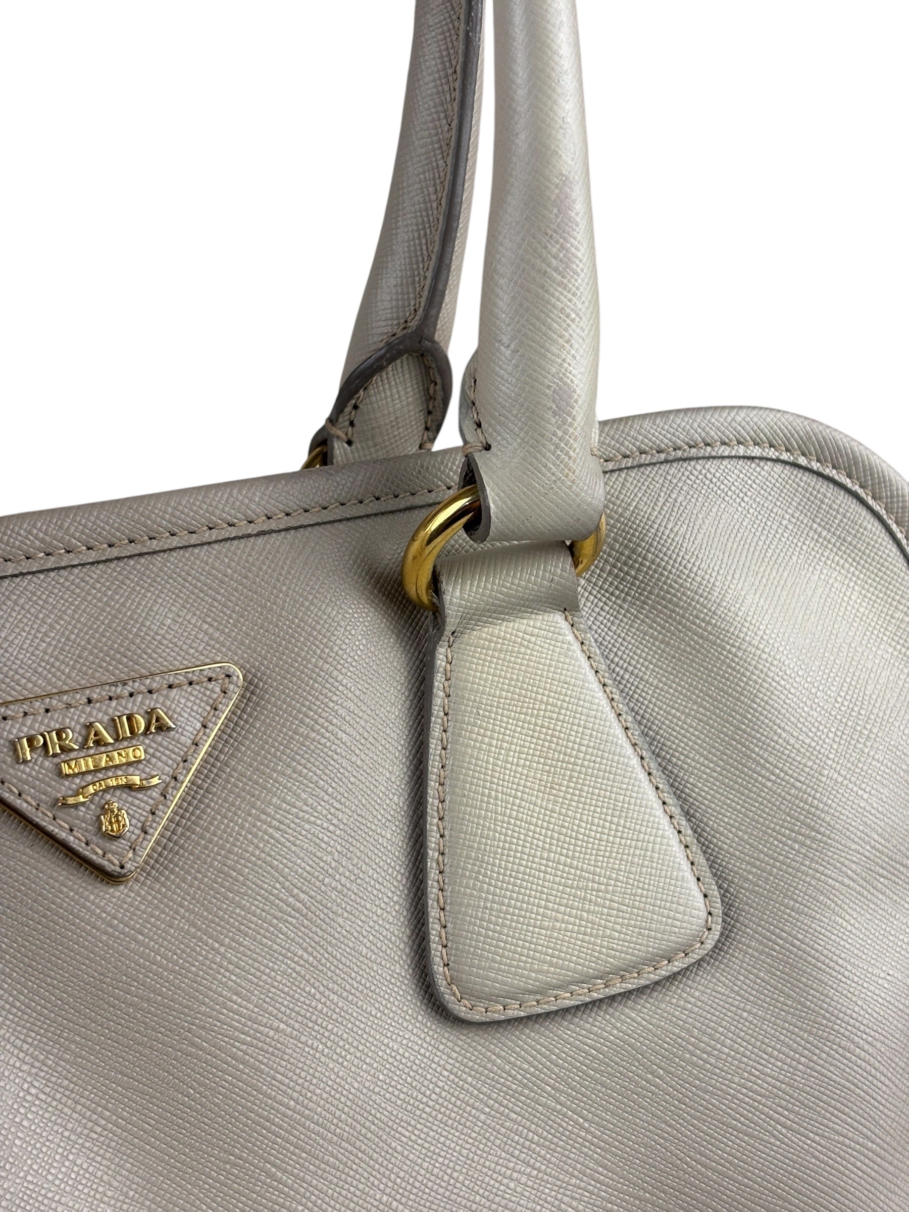 Prada Saffiano Lux Leather Grey 2Way Shopping Bag