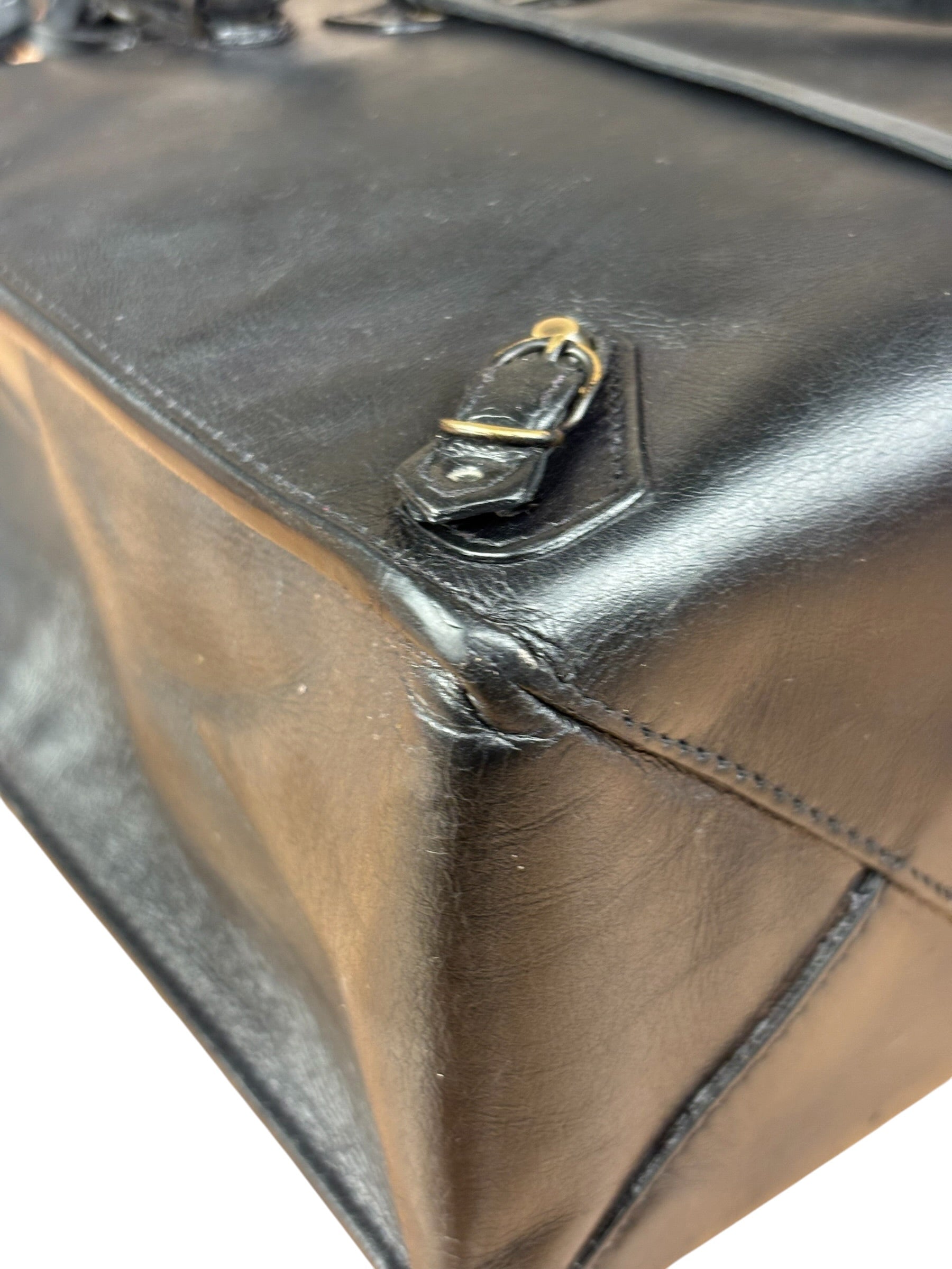 Balenciaga Black Leather papier A4 Tote Bag