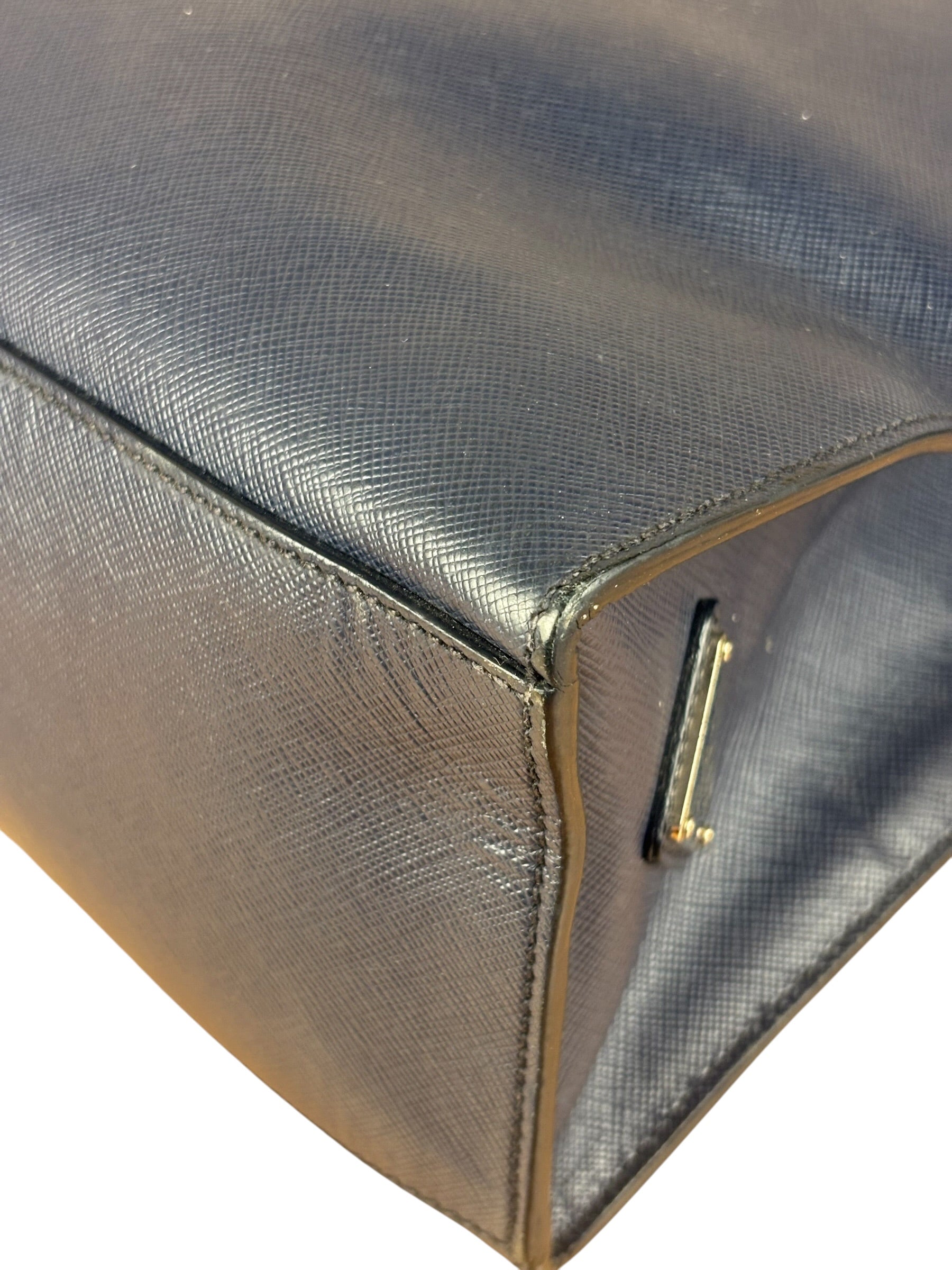 Prada Navy Blue Saffiano Leather Vertical Tote Bag