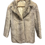 Vintage Light Grey Chevron Patterned Mink Coat