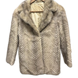 Vintage Light Grey Chevron Patterned Mink Coat