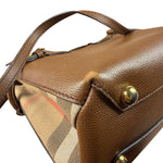 Burberry Brown Leather & House Check Small Banner