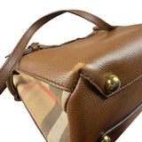 Burberry Brown Leather & House Check Small Banner
