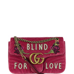Gucci Pink GG Velvet Marmont "Blind for Love" Flap Bag
