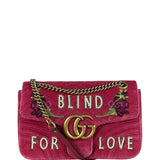 Gucci Pink GG Velvet Marmont "Blind for Love" Flap Bag