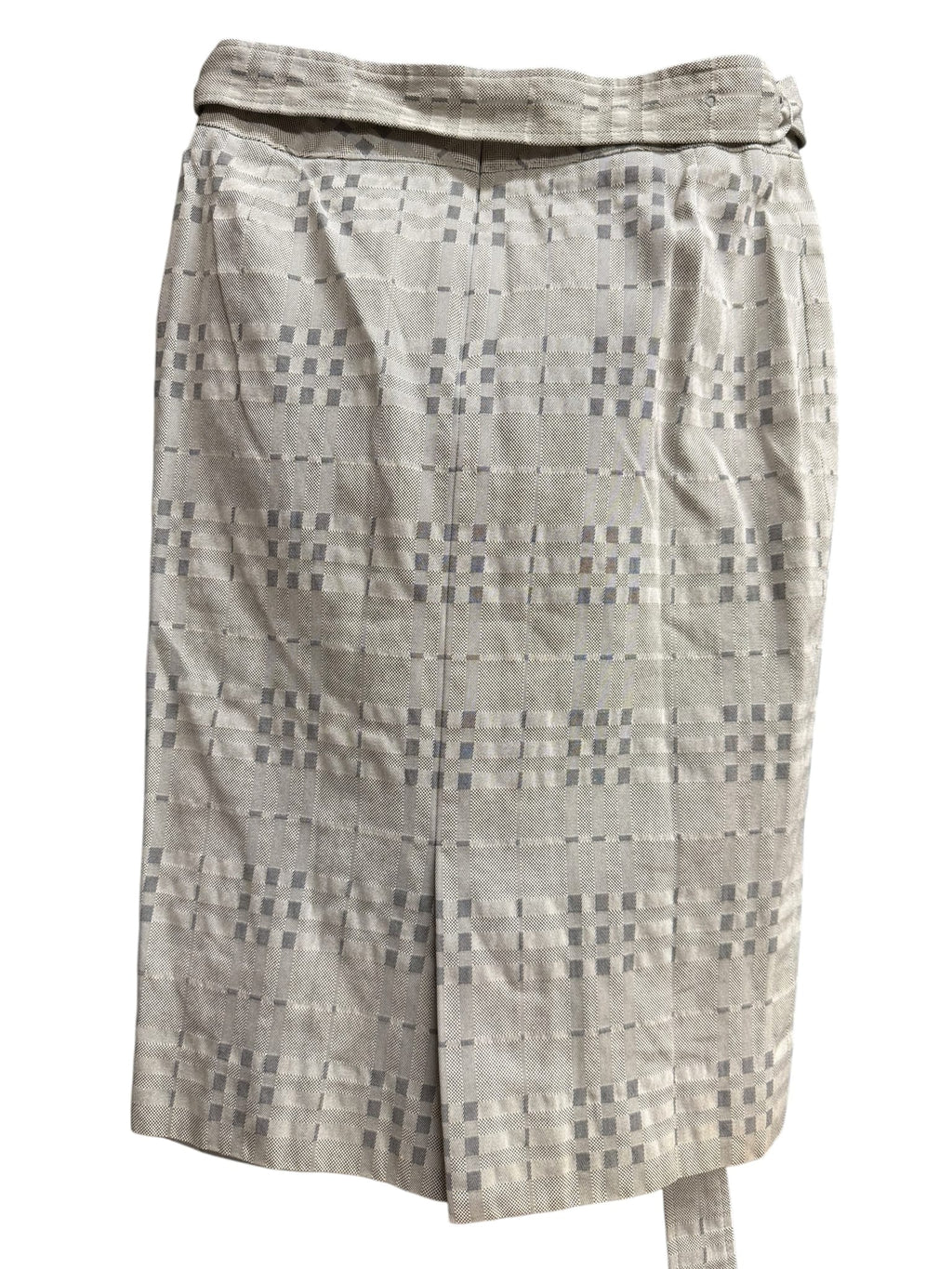 Burberry London Grey Check Belted Mid-Length Skirt