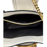 Miu Miu White Madras Ornate Crystal Jeweled Buckle Two-Way Bag