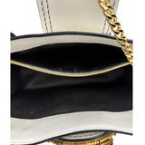 Miu Miu White Madras Ornate Crystal Jeweled Buckle Two-Way Bag