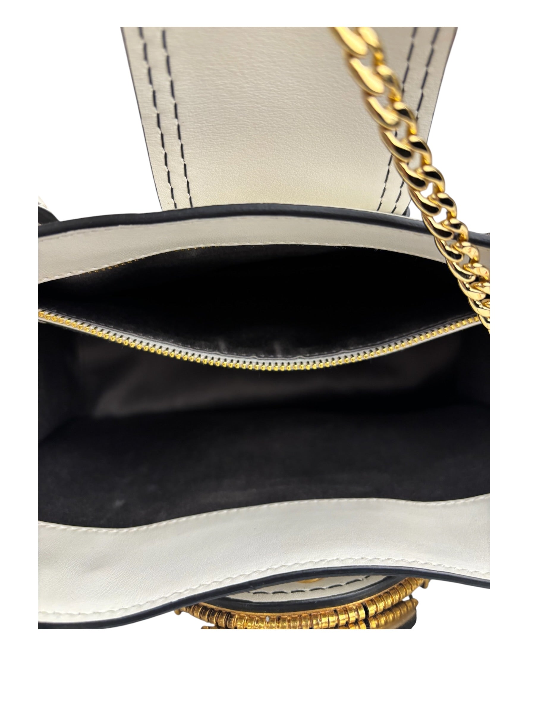 Miu Miu White Madras Ornate Crystal Jeweled Buckle Two-Way Bag