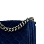 Chanel Blue Velvet Quilted Mini Boy Bag 2012