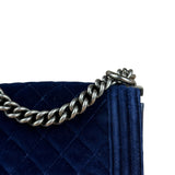 Chanel Blue Velvet Quilted Mini Boy Bag 2012