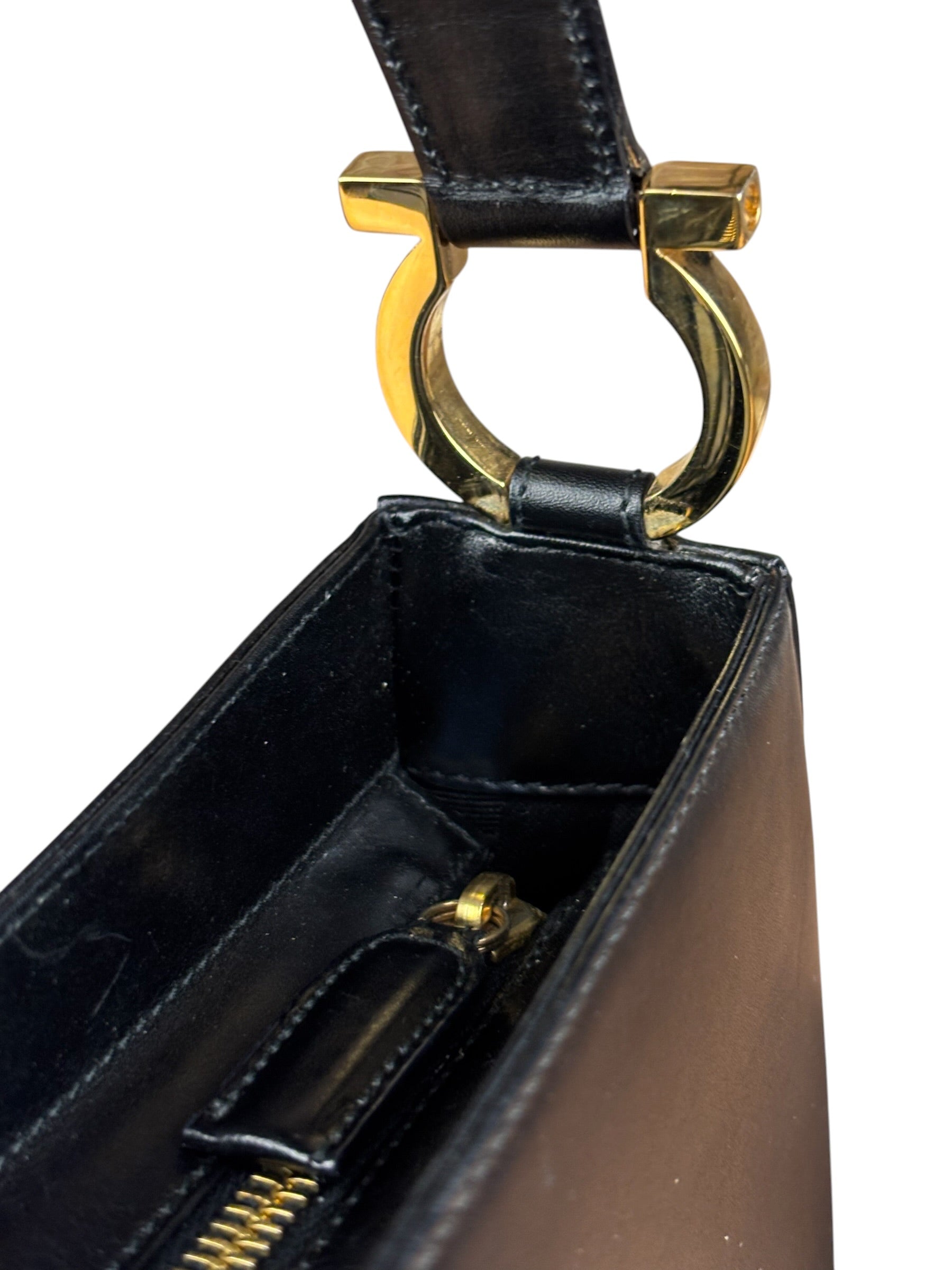 Salvatore Ferragamo Black Leather Hobo Bag