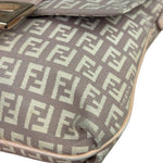 Fendi Pastel Pink Leather Trim Zucca Flap Vitello Tube Messenger Bag
