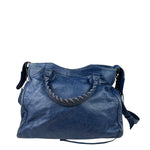 Balenciaga Navy Leather Moto Work Two-Way Bag
