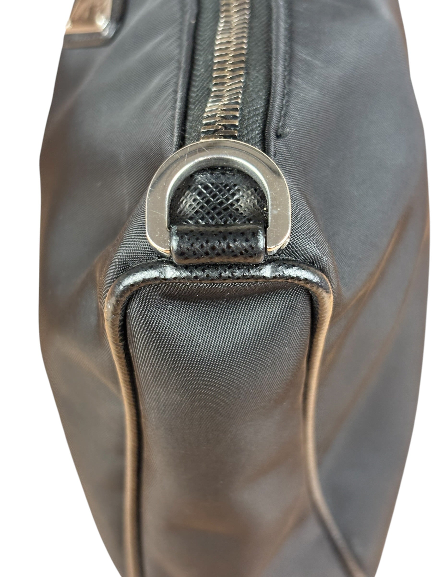 Prada Black Re-Nylon Saffiano Leather Crossbody Bag