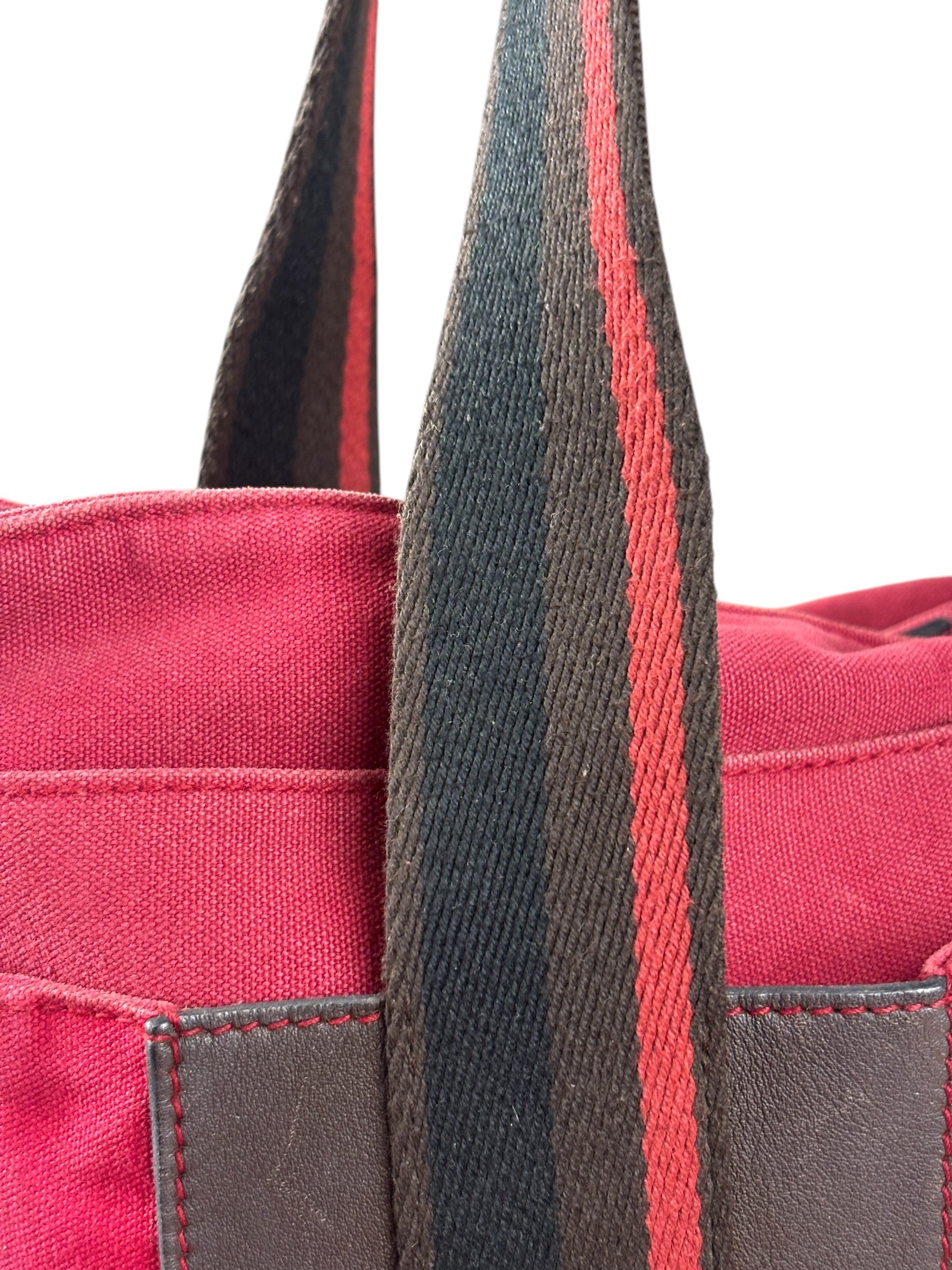 Hermes Bicolor Cotton/Leather Troca Horizontal Tote Bag