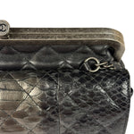 Chanel Black Python Leather Kiss-Lock Flap Bag 2015
