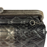 Chanel Black Python Leather Kiss-Lock Flap Bag 2015