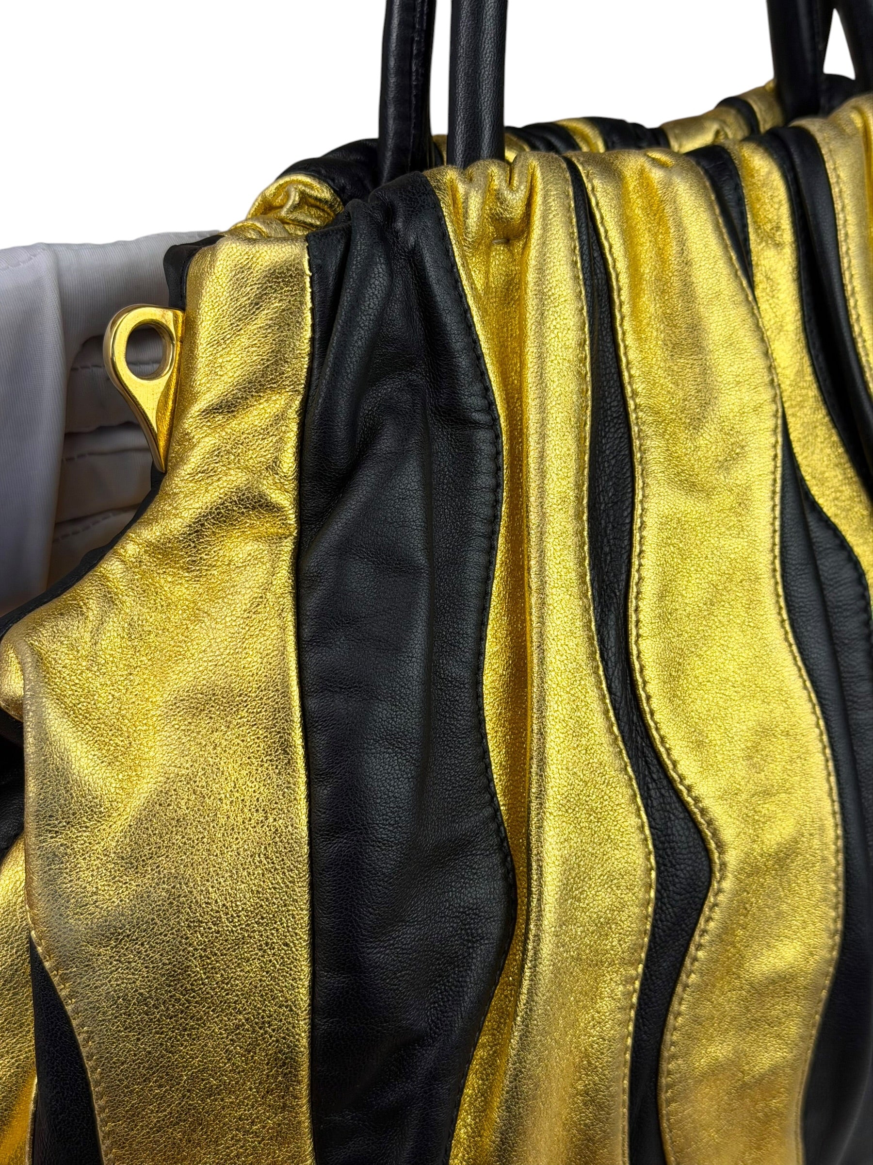 Prada Bicolor Leather Nappa Waves Tote Bag