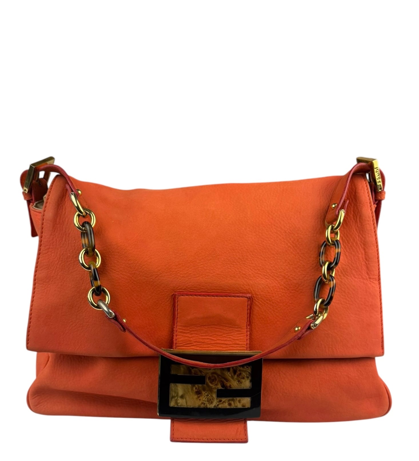 Fendi Vintage Peachy Suede/Leather Forever Flap Mamma Baguette
