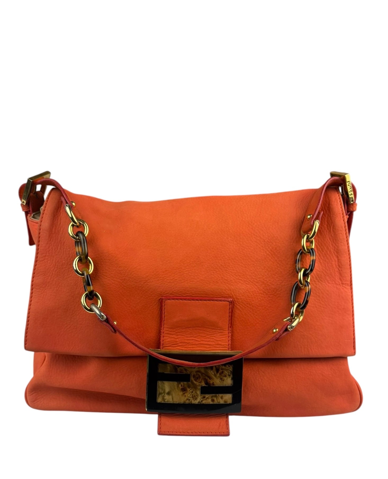 Fendi Vintage Peachy Suede/Leather Forever Flap Mamma Baguette