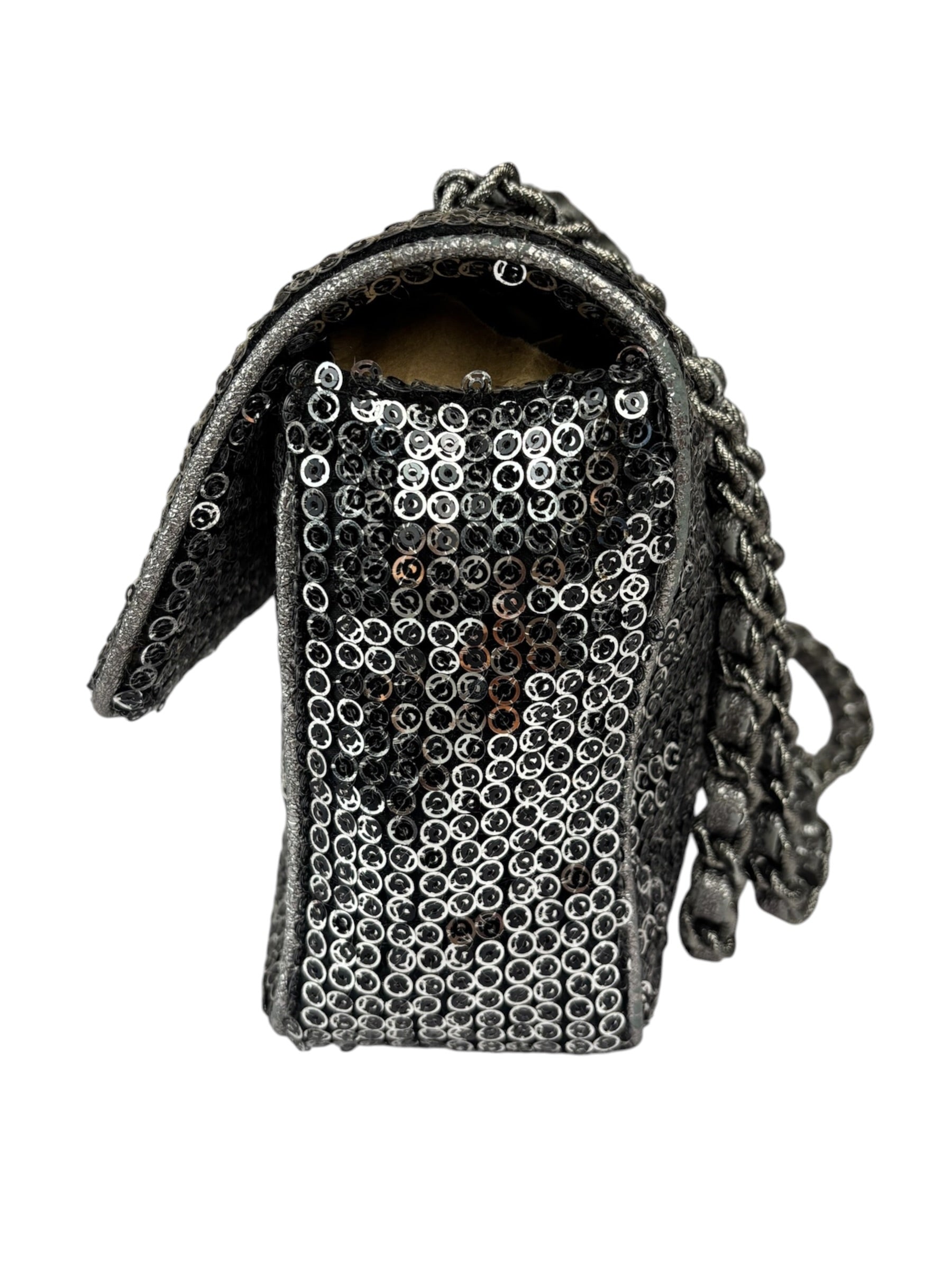 Chanel Silver Sequin East/West Flap Bag 2006