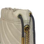 Gucci GG Ivory Leather Marmont Chain Bucket Bag
