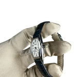 Seiko Quartz Rounded Rectangular Dial Navy Croc Strap