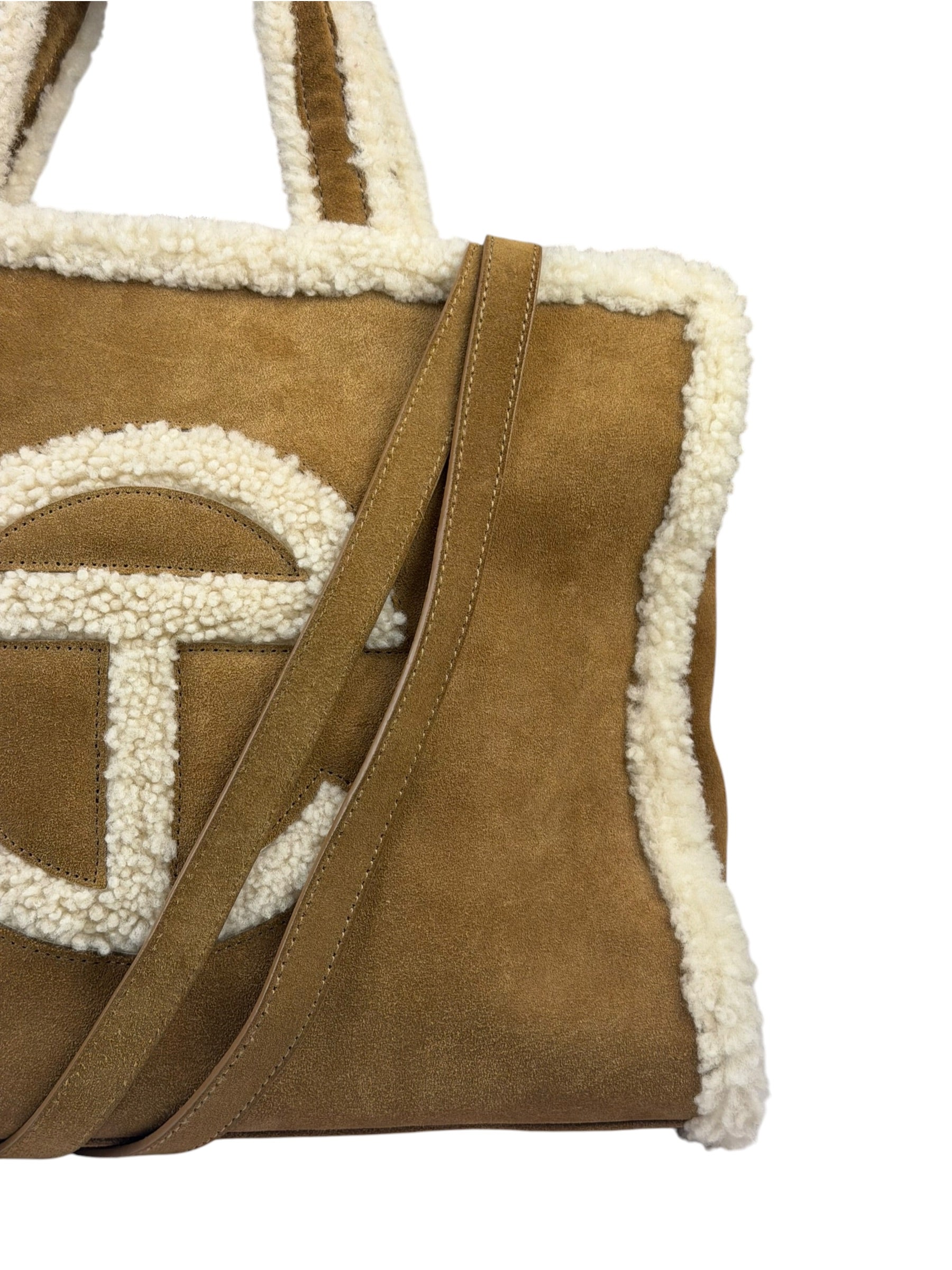UGG x Telfar Brown Suede Medium Chestnut Shopper Tote