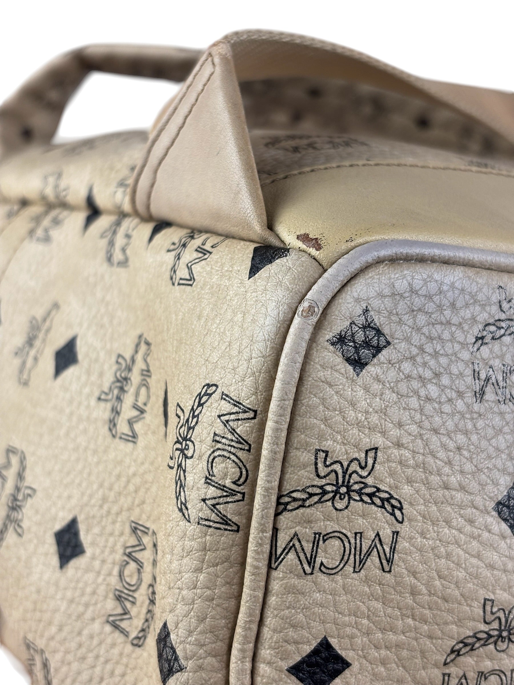 MCM Beige Leather Monogram Medium Stark Backpack
