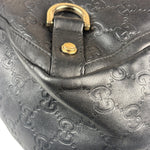 Gucci Black Leather GG Supreme D-Ring Abbey Tote