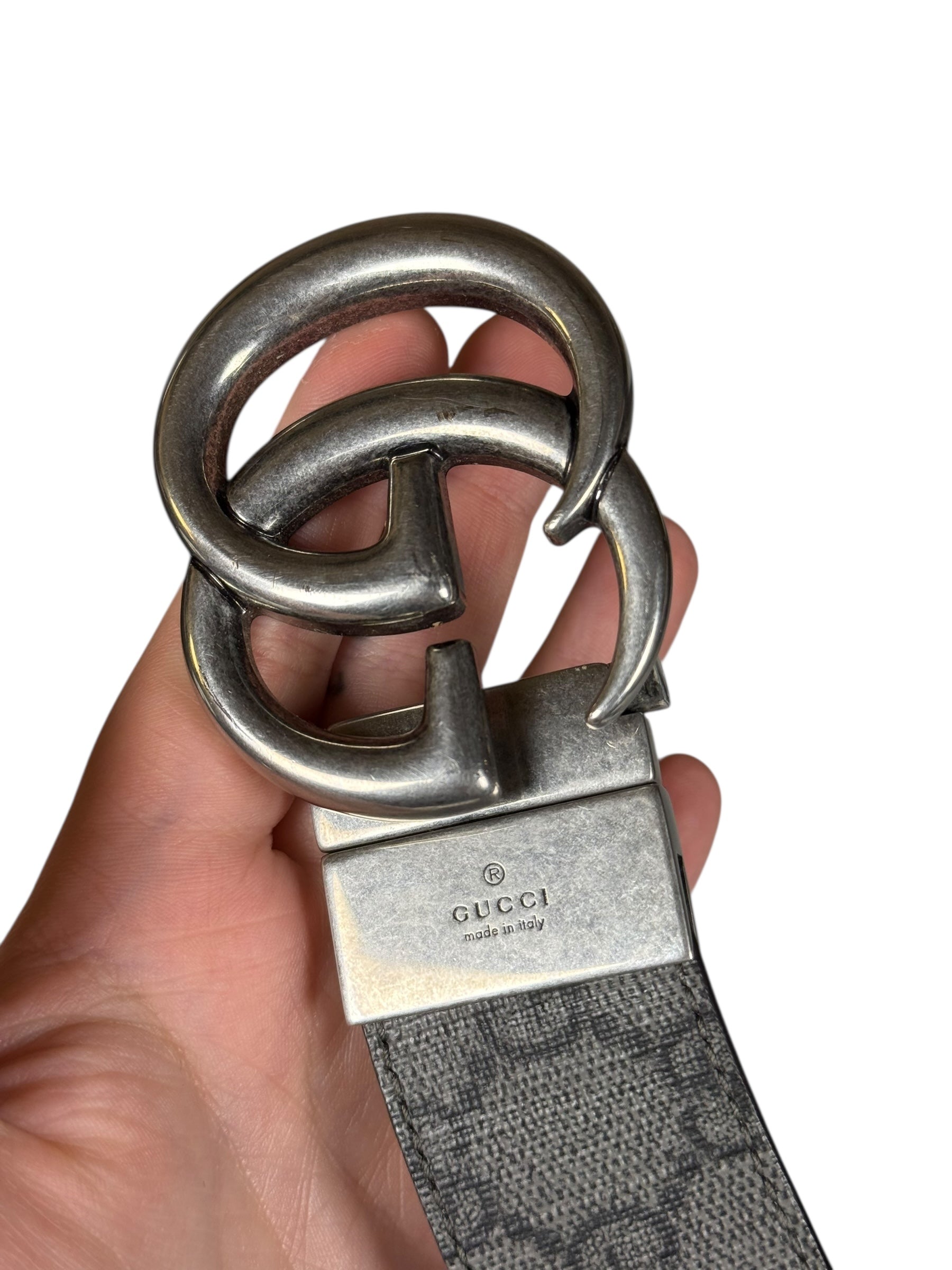 Gucci Belt Reversible Black GG Supreme/Black Silver Hardware