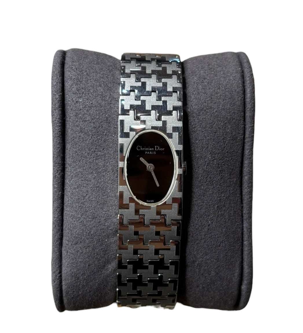 Christian Dior Black Oval Dial Steel Band