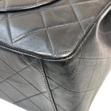Chanel Vintage Black Quilted Leather Jumbo Flap Bag 1994